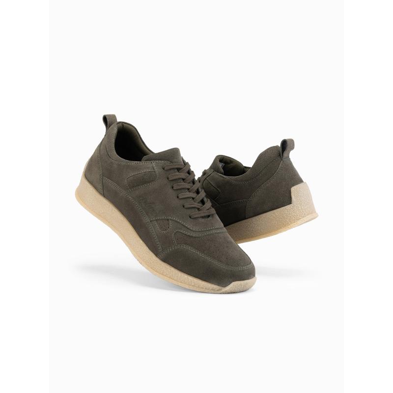 Lehké pánské sportovní tenisky ze semiše – olivové V1 OM-FOSL-0205