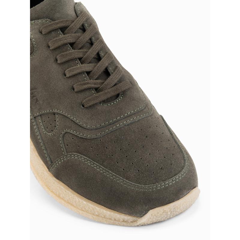 Lehké pánské sportovní tenisky ze semiše – olivové V1 OM-FOSL-0205