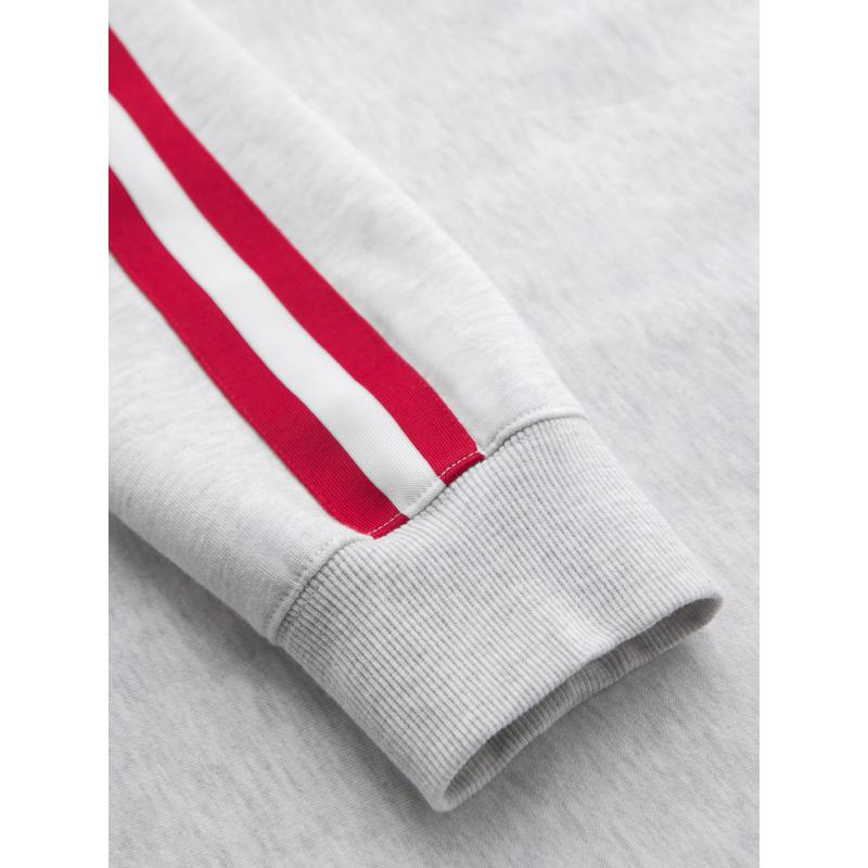 Férfi pulóver magas gallérral és csíkokkal - szürke melange V1 OM-SSZP-0219