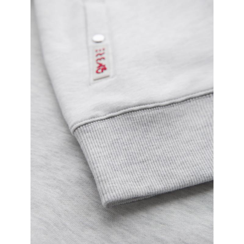 Férfi pulóver magas gallérral és csíkokkal - szürke melange V1 OM-SSZP-0219