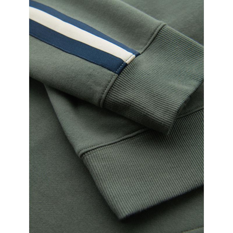 Pánska mikina s vysokým golierom a pruhmi - olivová V2 OM-SSZP-0219