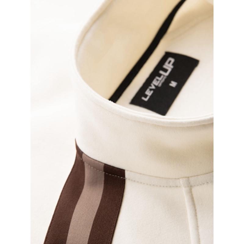 Férfi pulóver magas gallérral és csíkokkal - krém V3 OM-SSZP-0219