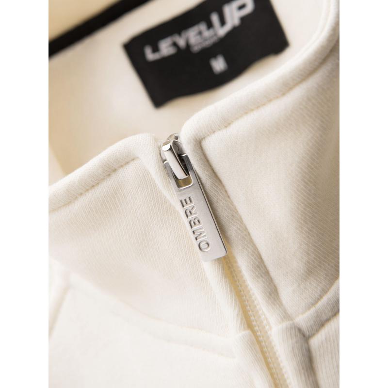 Férfi pulóver magas gallérral és csíkokkal - krém V3 OM-SSZP-0219