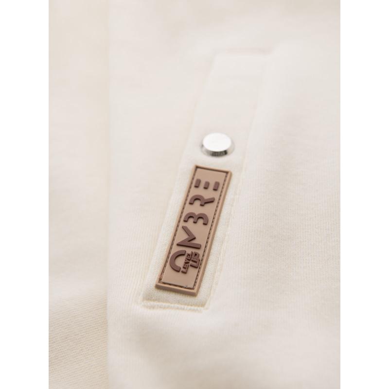 Férfi pulóver magas gallérral és csíkokkal - krém V3 OM-SSZP-0219