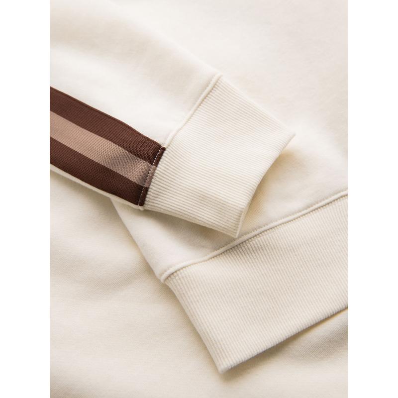 Férfi pulóver magas gallérral és csíkokkal - krém V3 OM-SSZP-0219