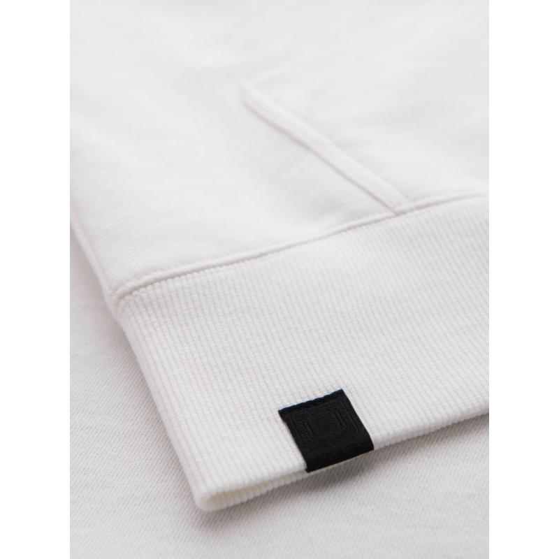 Pánska bavlnená mikina s kapucňou a kontrastnými prvkami - biela V1 OM-SSNZ-0225