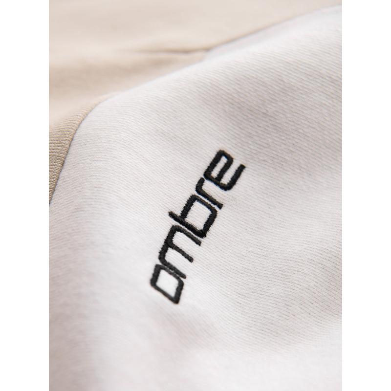 Pánská bavlněná mikina s kapucí a kontrastními prvky - béžová V2 OM-SSNZ-0225