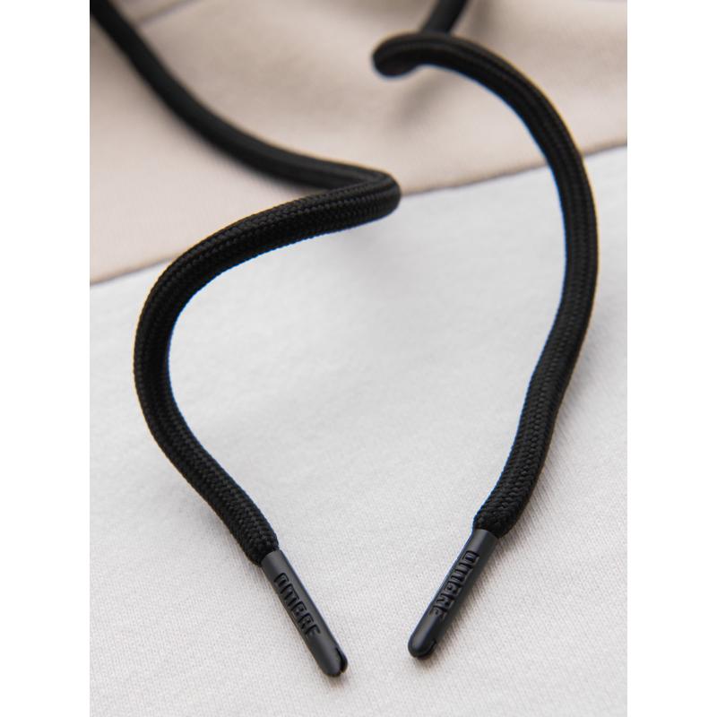 Pánská bavlněná mikina s kapucí a kontrastními prvky - béžová V2 OM-SSNZ-0225