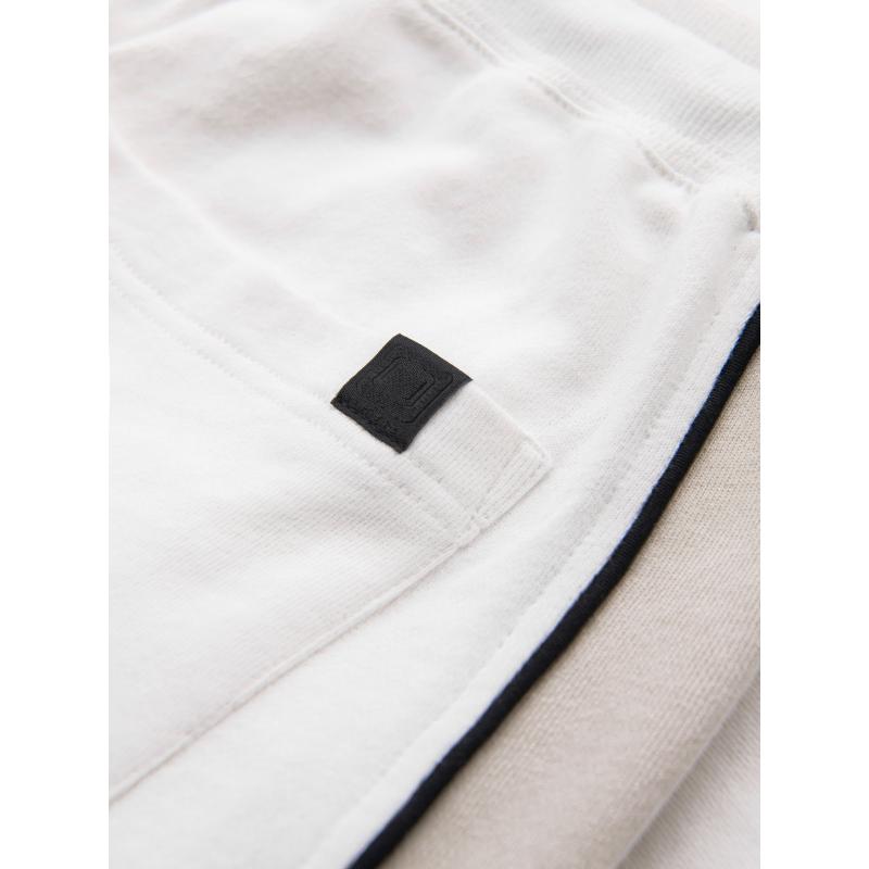 Férfi rövid pulóver nadrág széles csíkokkal - tört fehér V1 OM-SRSK-0182