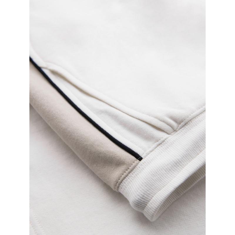 Férfi rövid pulóver nadrág széles csíkokkal - tört fehér V1 OM-SRSK-0182