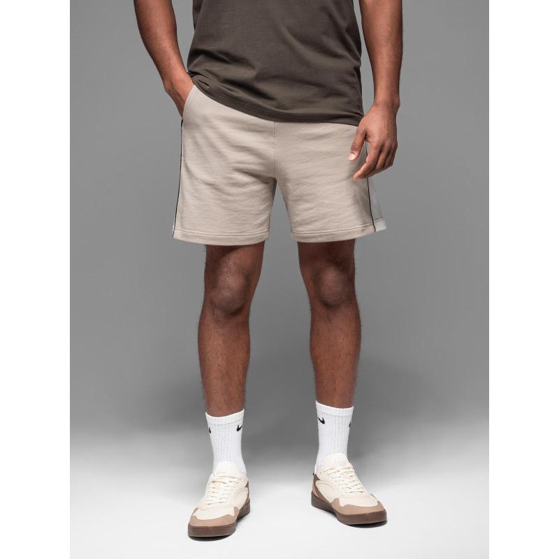 Férfi rövid pulóver nadrág széles csíkokkal - bézs V2 OM-SRSK-0182