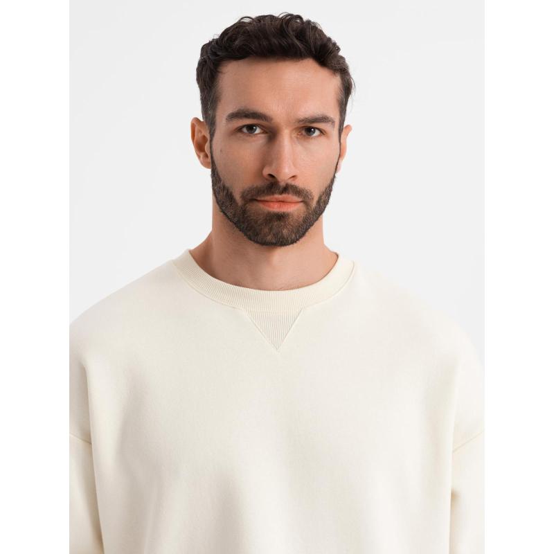 Klasszikus unisex pulóver kerek nyakkivágással - krém V2 OU-SNBC-0104