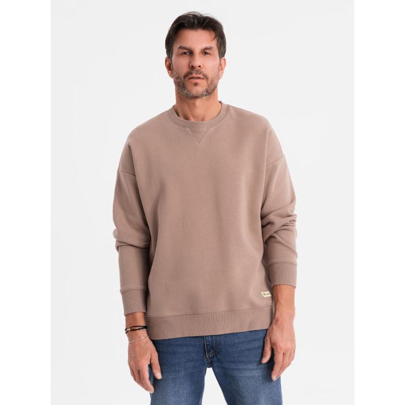 Klasszikus unisex pulóver kerek nyakkivágással - barna V16 OU-SNBC-0104