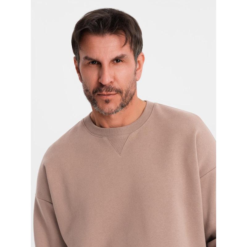 Klasická unisex mikina s kulatým výstřihem – hnědá V16 OU-SNBC-0104