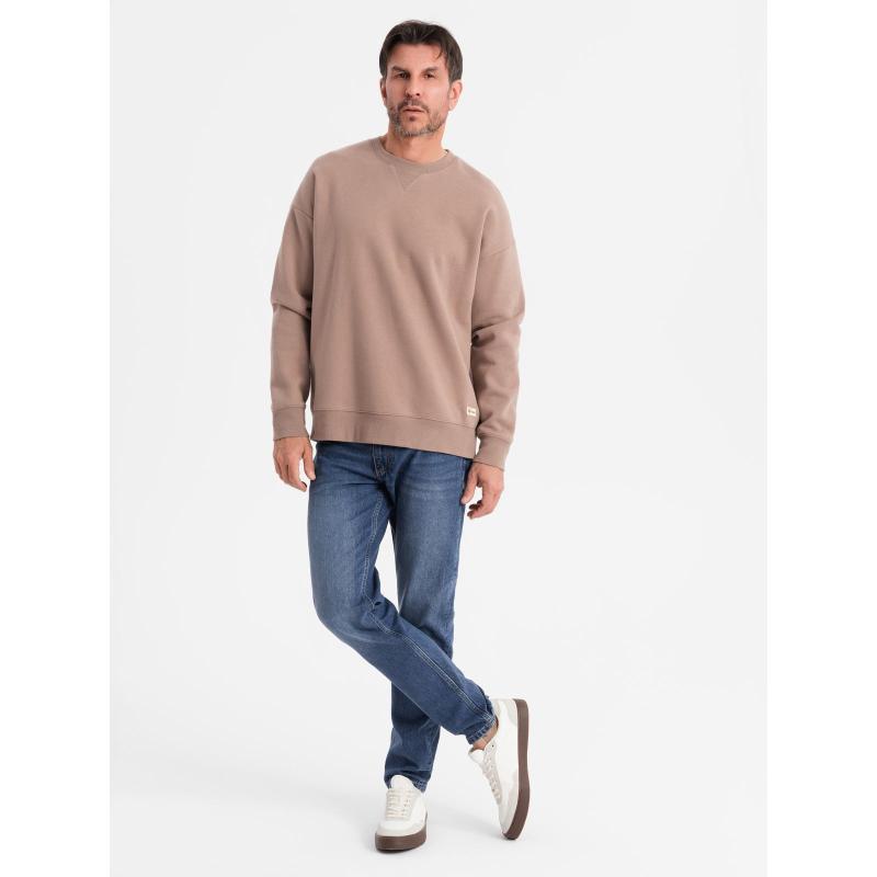 Klasická unisex mikina s kulatým výstřihem – hnědá V16 OU-SNBC-0104