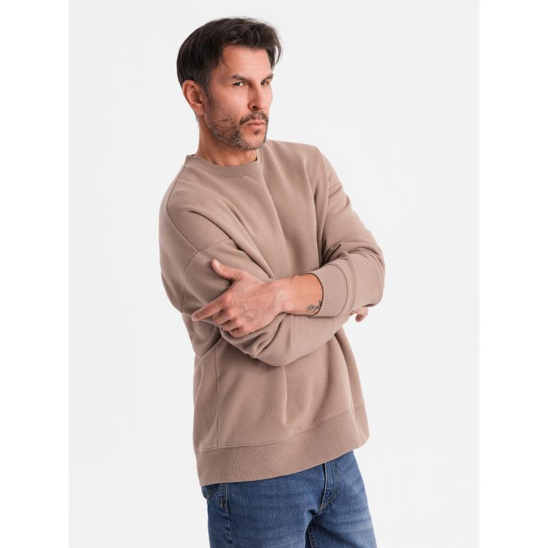 Klasická unisex mikina s kulatým výstřihem – hnědá V16 OU-SNBC-0104