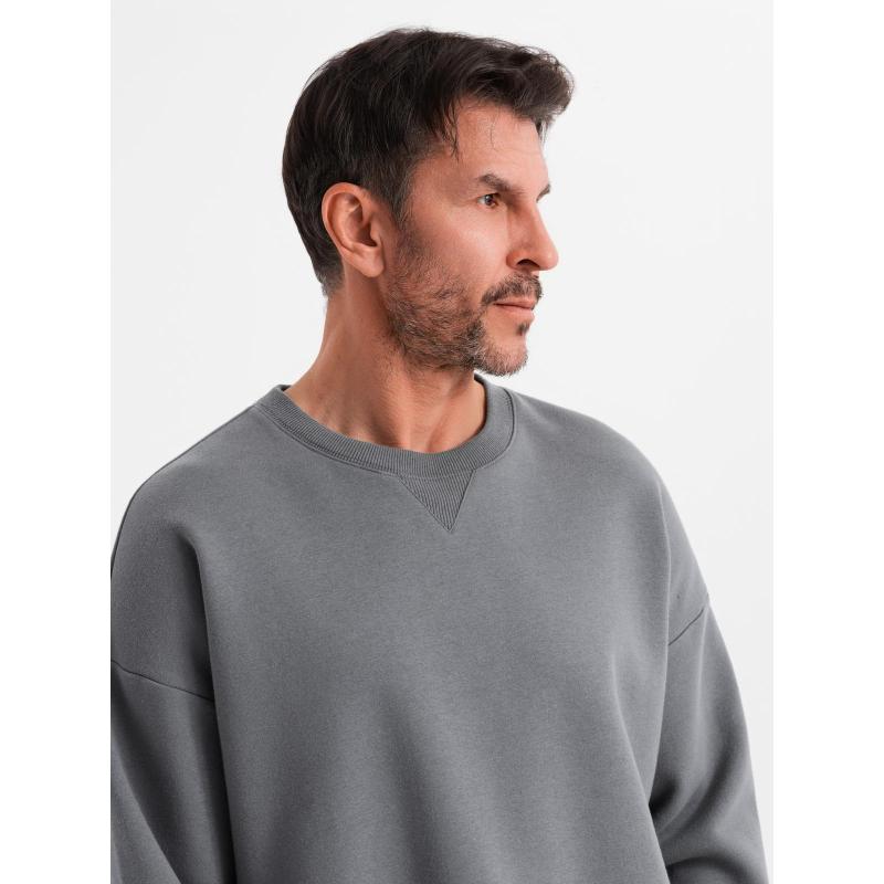 Unisexová klasická mikina s kulatým výstřihem – šedá V18 OU-SNBC-0104