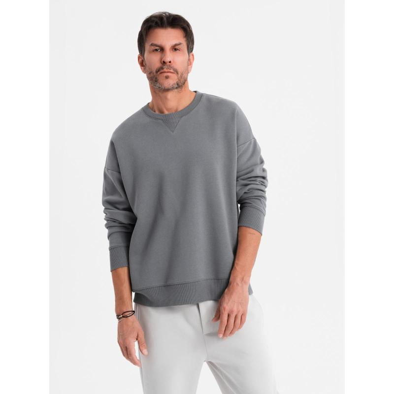 Unisexová klasická mikina s kulatým výstřihem – šedá V18 OU-SNBC-0104