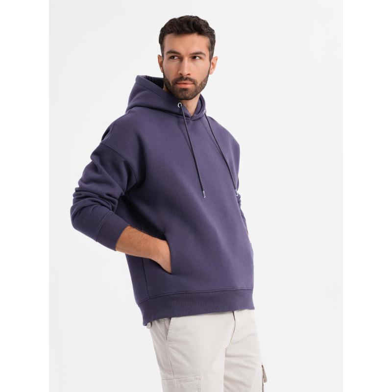 Unisex pulóver zsebekkel és kapucnival - lila V13 OU-SNBC-0105