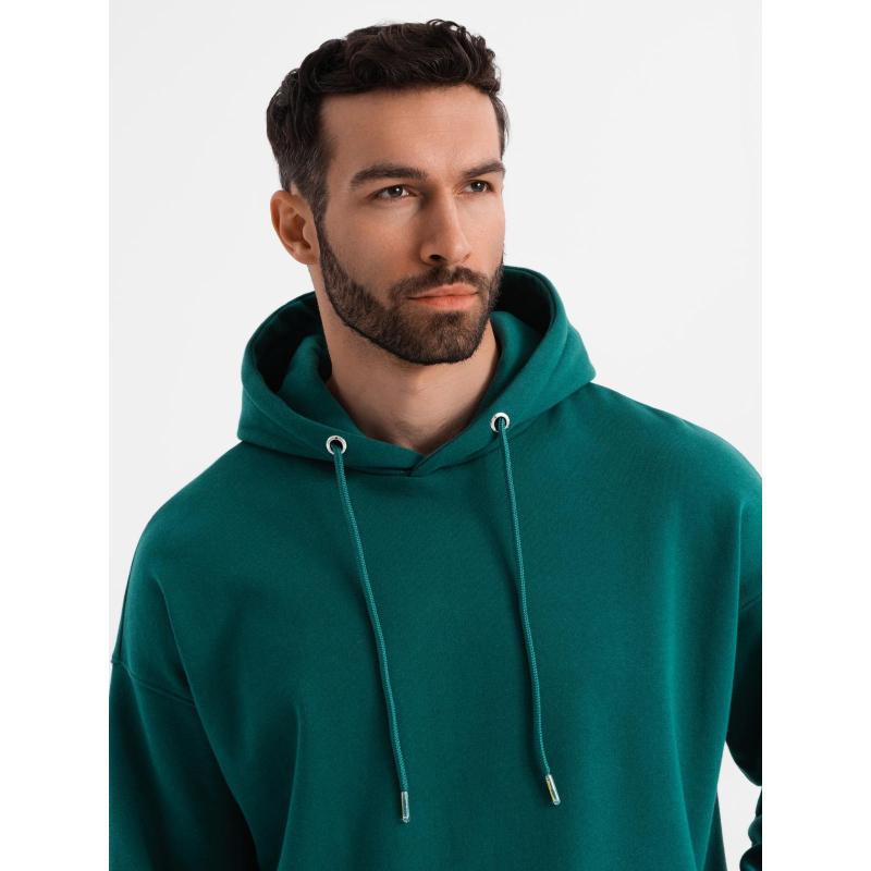 Unisex mikina s vreckami a kapucňou - tmavo zelená V17 OU-SNBC-0105