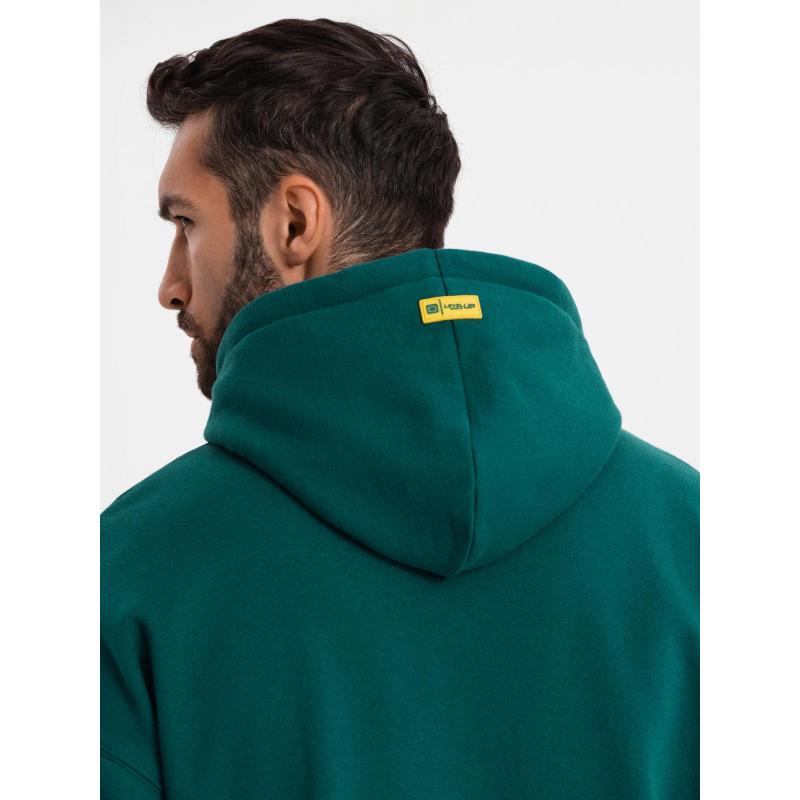 Unisex mikina s vreckami a kapucňou - tmavo zelená V17 OU-SNBC-0105