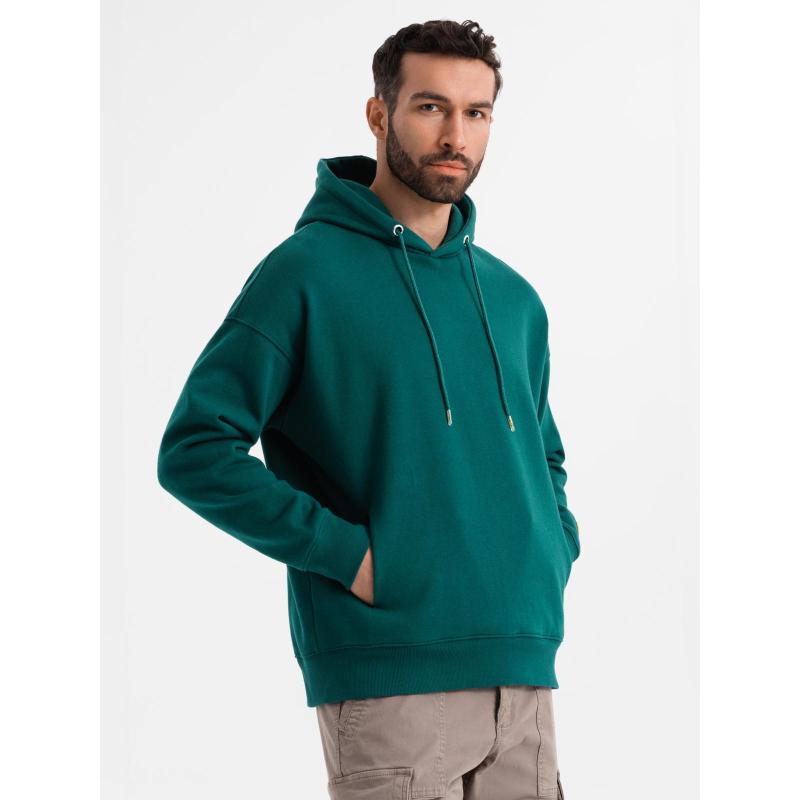 Unisex mikina s vreckami a kapucňou - tmavo zelená V17 OU-SNBC-0105