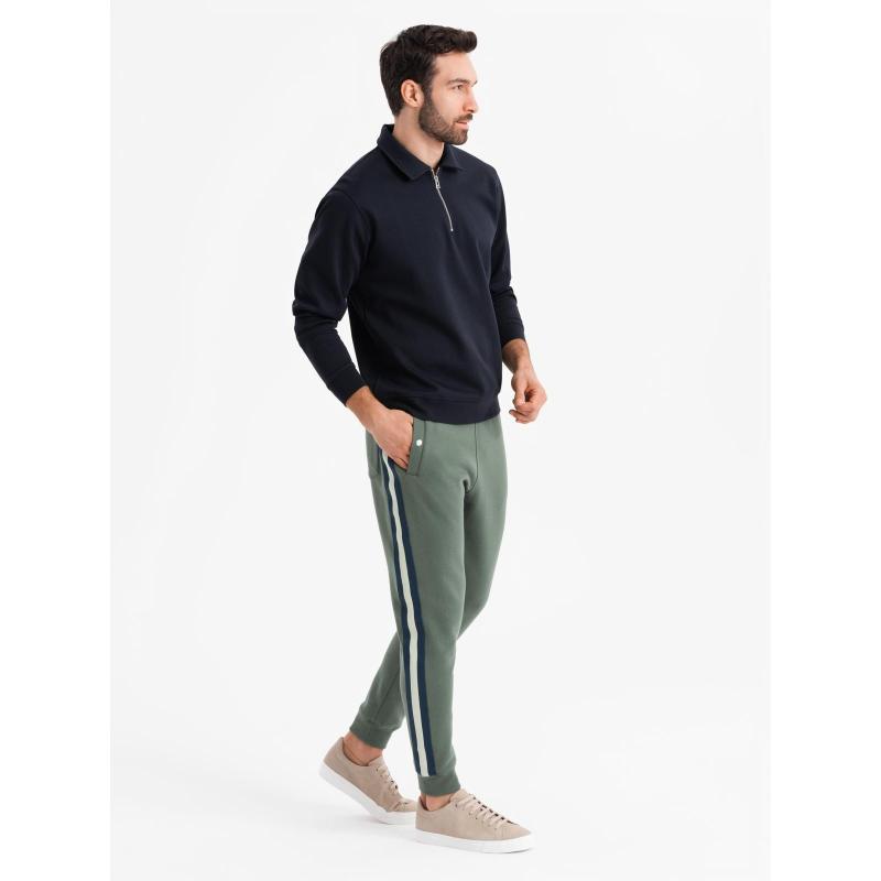 Pánske štruktúrované úpletové tepláky - grafitové V5 OM-PASK-0211