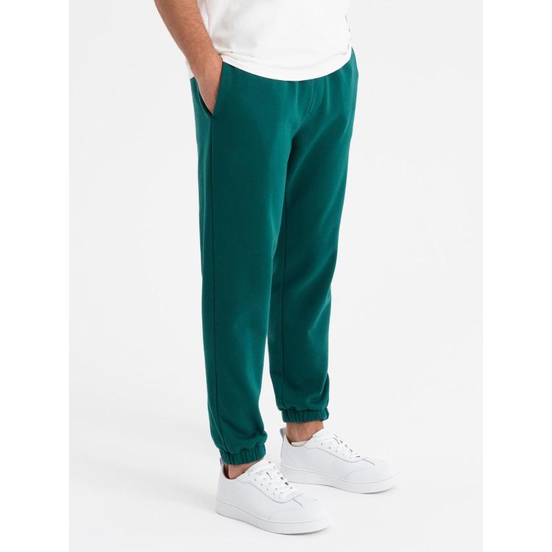 Pánske štruktúrované úpletové tepláky - zelené V5 OM-PASK-0211