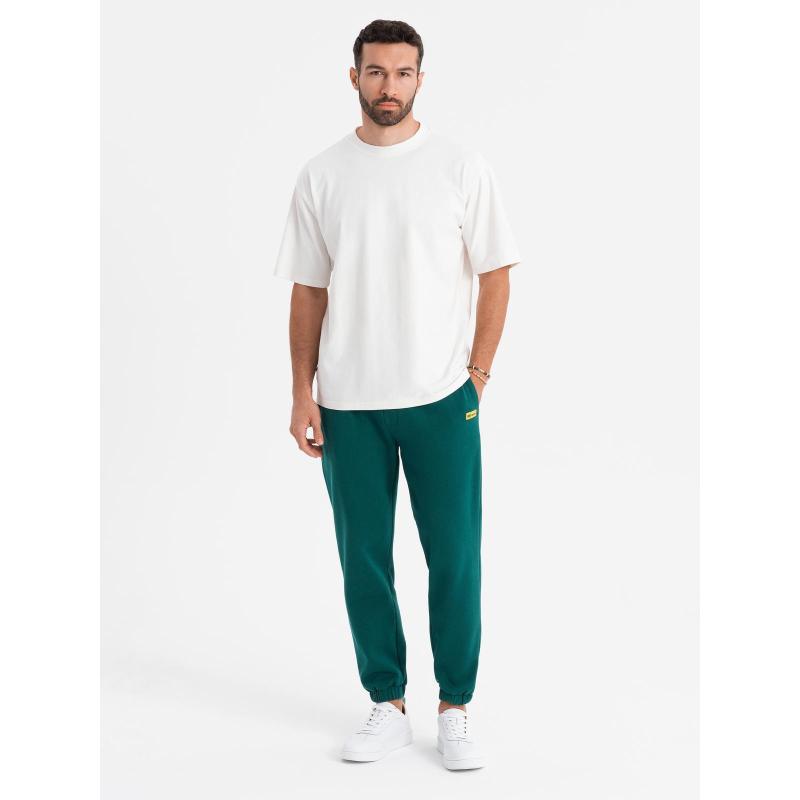 Pánske štruktúrované úpletové tepláky - zelené V5 OM-PASK-0211