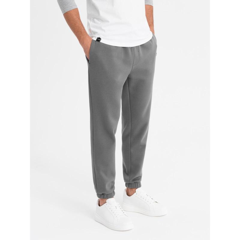 Pánské strukturované úpletové tepláky – grafitové V5 OM-PASK-0211