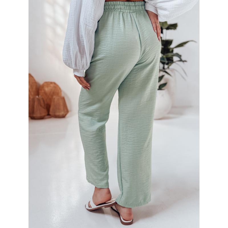 Dámské látkové kalhoty s širokými nohavicemi LINESSA zelené