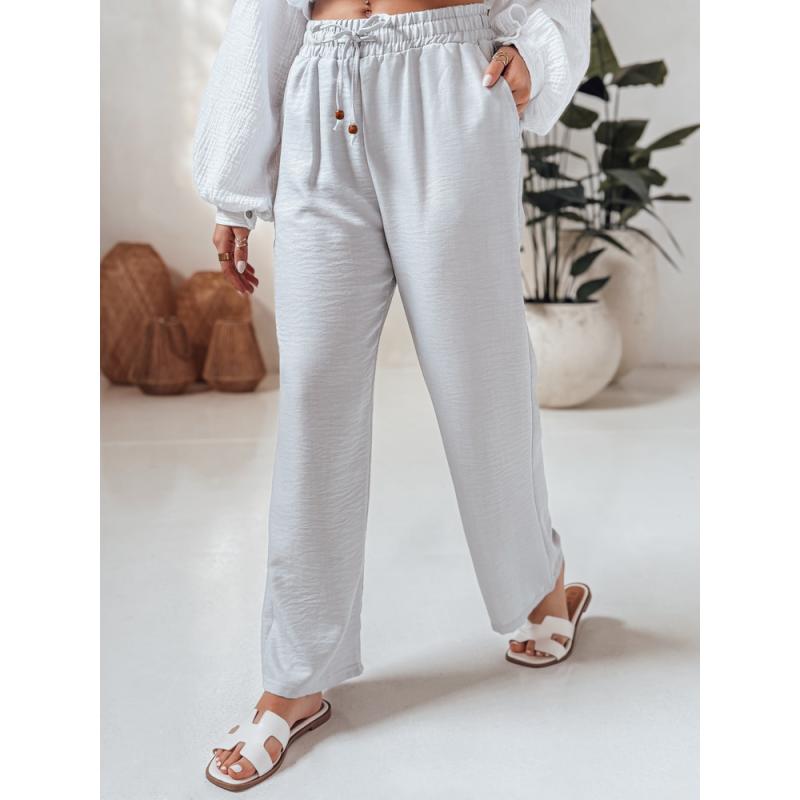 Dámské kalhoty ze široké látky LINESSA bílé