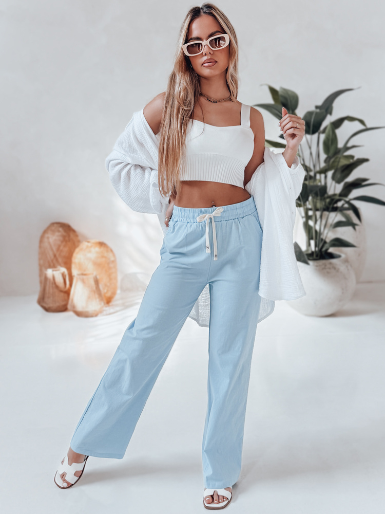 Dámske voľnočasové nohavice so širokými nohavicami BOHO DAY svetlomodré