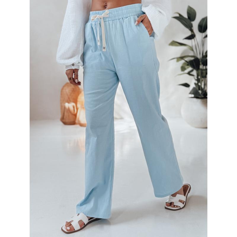 Dámské volnočasové kalhoty s širokými nohavicemi BOHO DAY světle modré