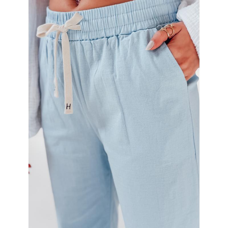 Dámské volnočasové kalhoty s širokými nohavicemi BOHO DAY světle modré