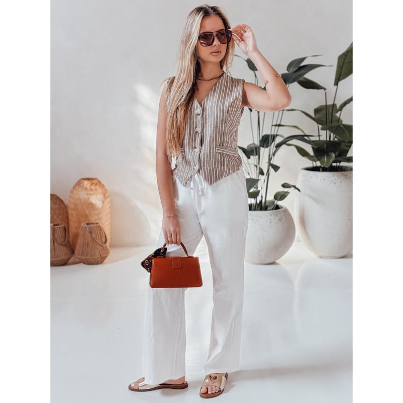 Dámské volnočasové kalhoty s širokými nohavicemi BOHO DAY bílé