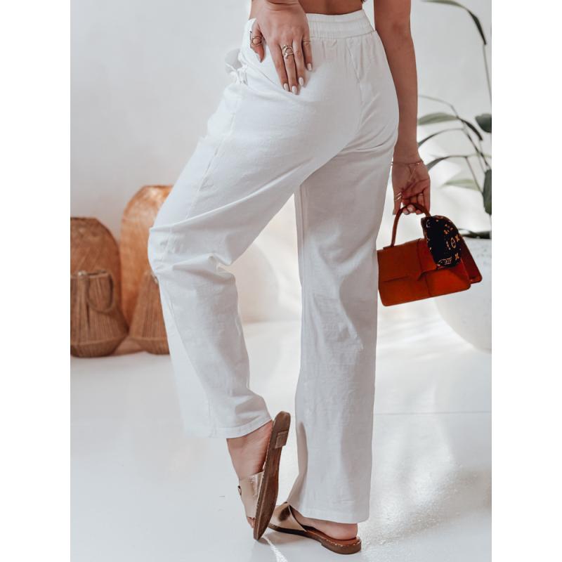 Dámské volnočasové kalhoty s širokými nohavicemi BOHO DAY bílé