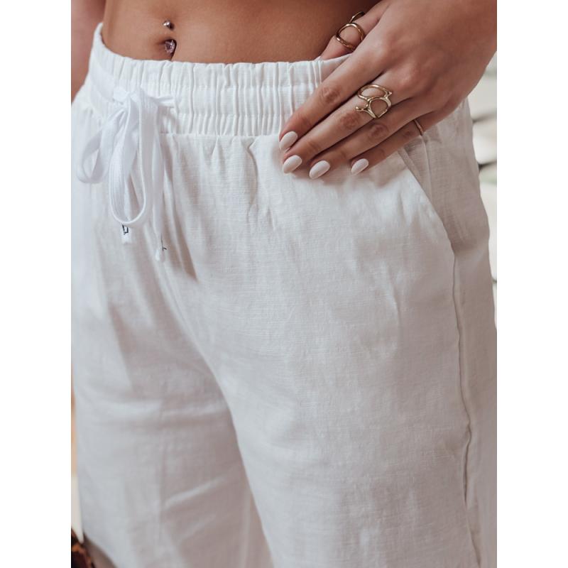 Dámské volnočasové kalhoty s širokými nohavicemi BOHO DAY bílé