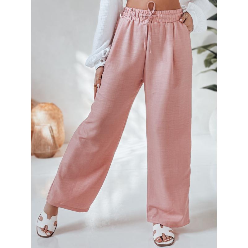 Dámské kalhoty se širokými nohavicemi MILLIVIO růžová