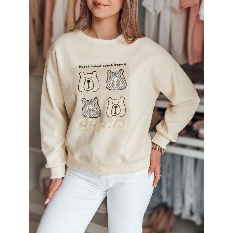 Női oversize pulóver medvékkel MISOBEARS ecru