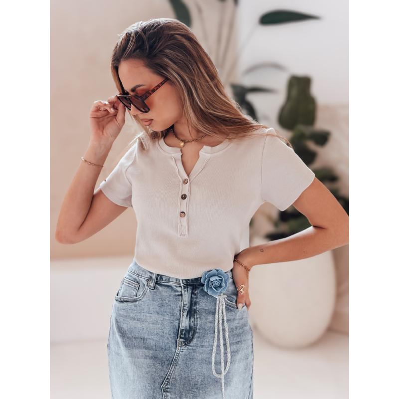 Dámska pruhovaná blúzka KISS LOOK béžová