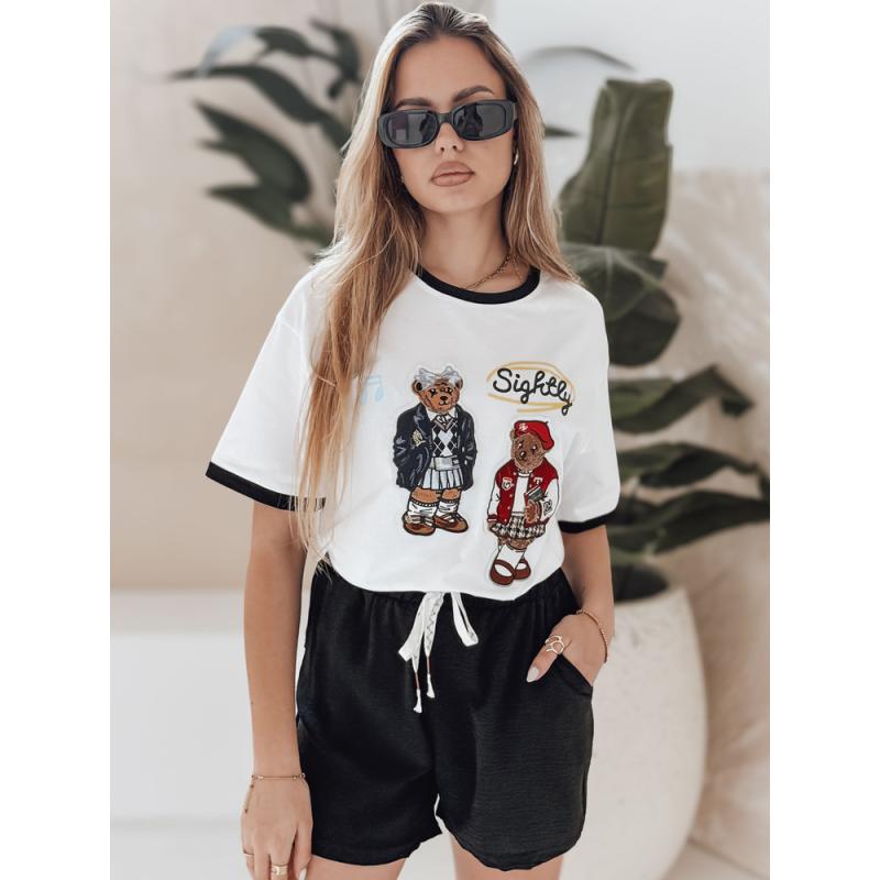 Dámské tričko nadměrné velikosti s výšivkou CLASSY TEDDY bílá