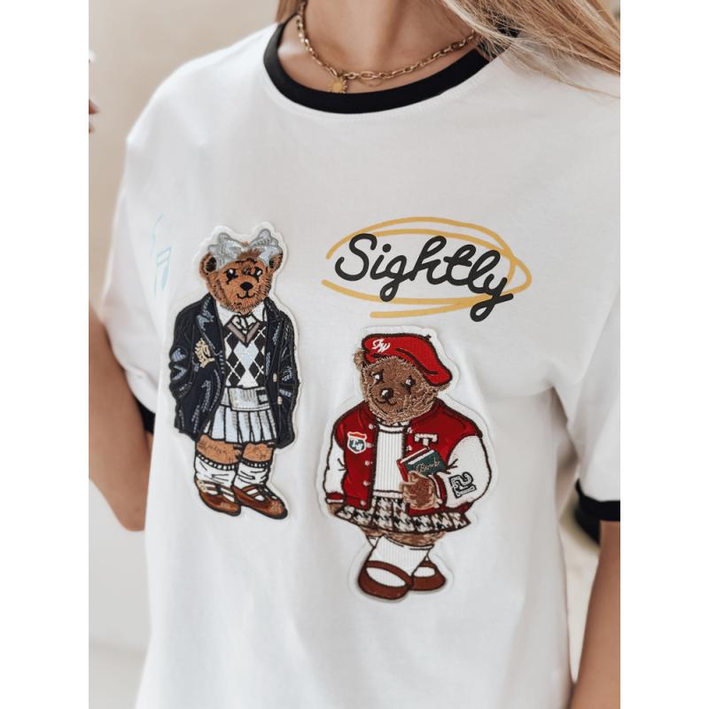 Dámské tričko nadměrné velikosti s výšivkou CLASSY TEDDY bílá