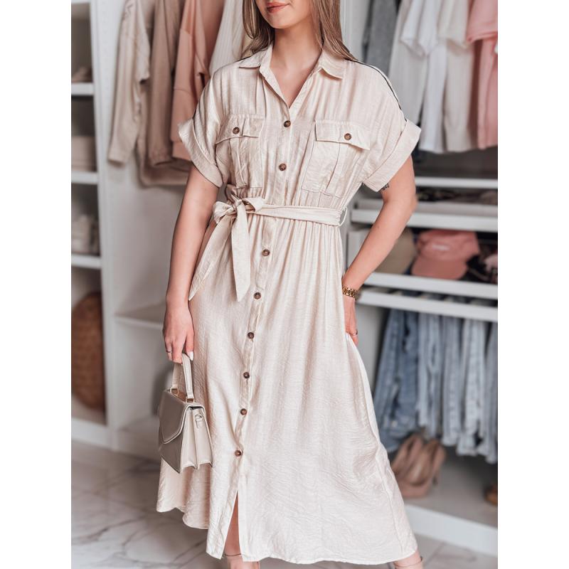 SUNNI LOVE bézs lenvászon maxiruha