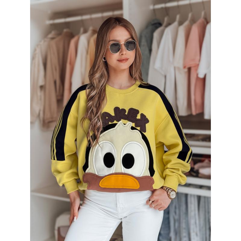 Dámská oversize mikina s nášivkami CUTE MAKEX žlutá