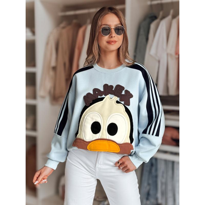Dámská oversize mikina s nášivkami CUTE MAKEX modrá