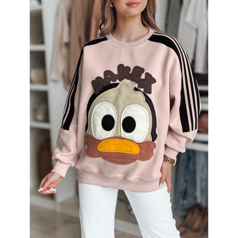 Dámská oversize mikina s nášivkami CUTE MAKEX růžová