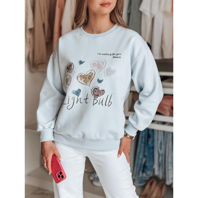 Női oversize pulóver PINKNOTE szívekkel, kék