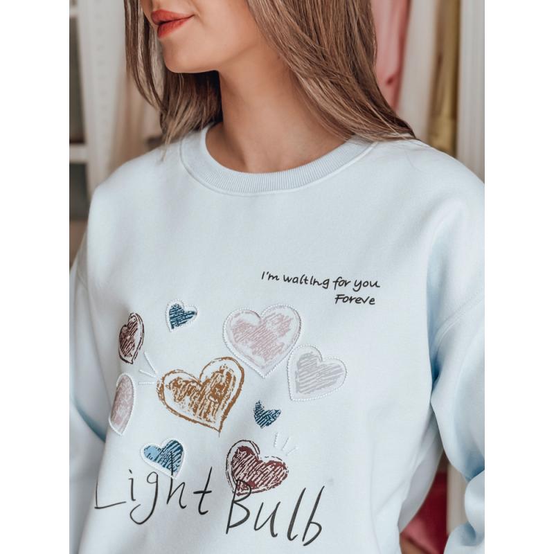 Női oversize pulóver PINKNOTE szívekkel, kék