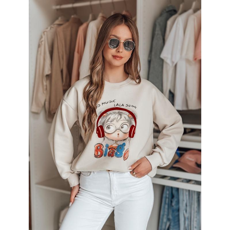 Dámská oversize mikina s potiskem LALA VIBE béžová